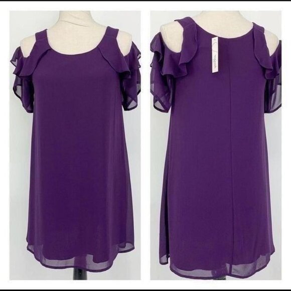 Speechless Purple Ruffle Sleeve Elegant Shift Dress - Picture 2 of 5